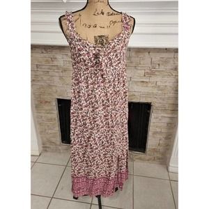 Maison Belle ruched floral boho ruffled‎ maxi dress size medium new